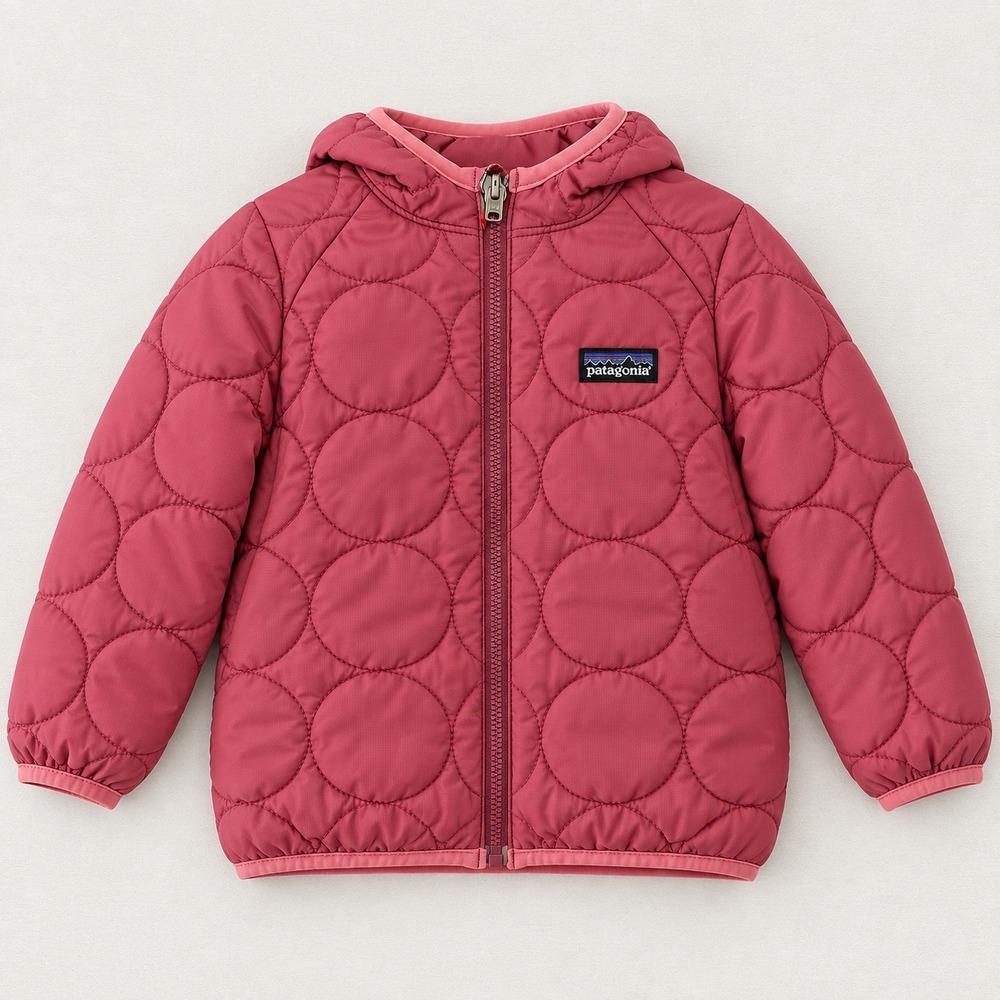 Patagonia Reversible Hooded Puffer Jacket Polyester Floral Pink Outdoor See Note